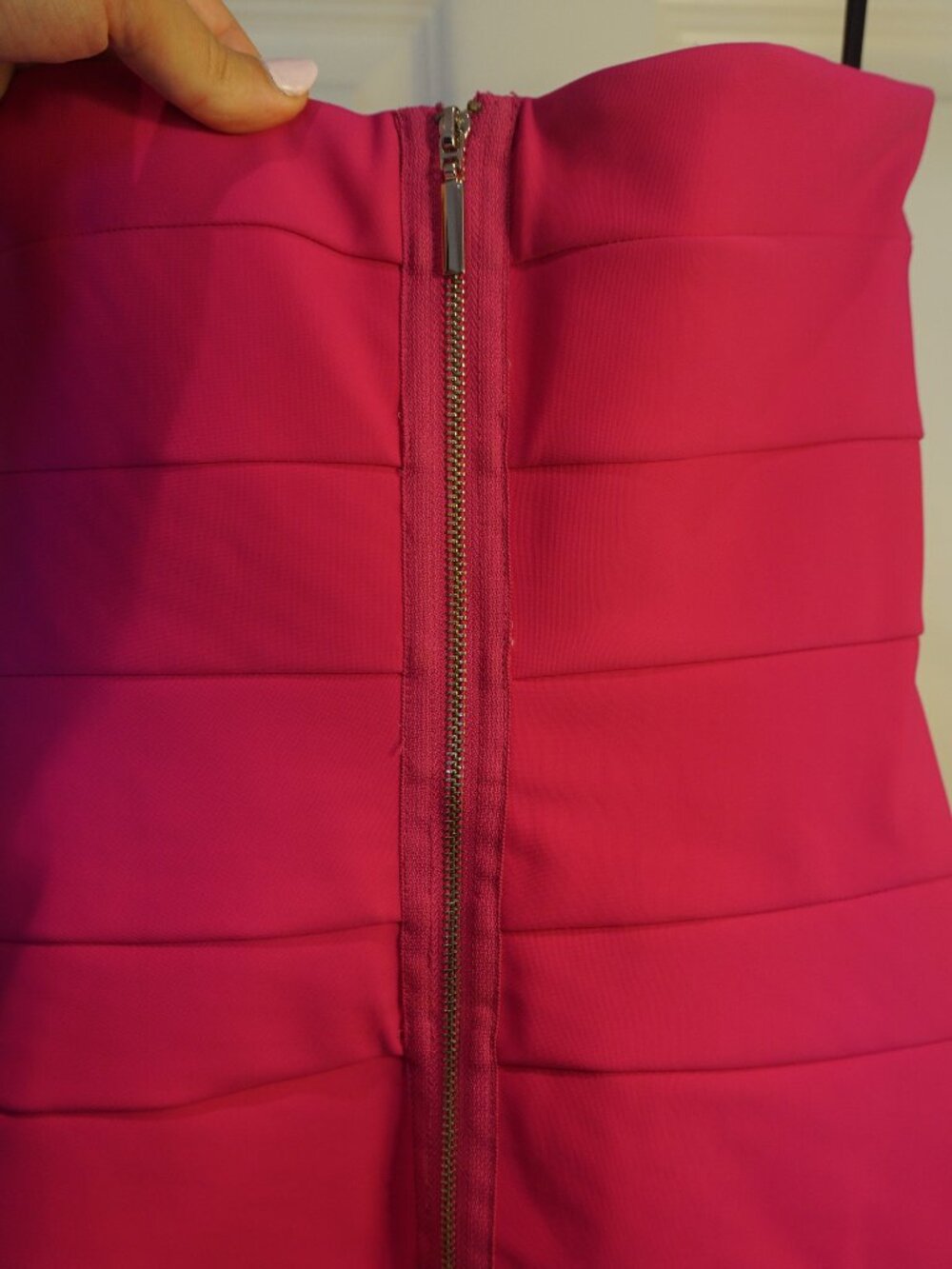 Laundry by Shelli Segal | Strapless Bandage Dress | Hot Pink | Size 4 - Picture 8 of 8